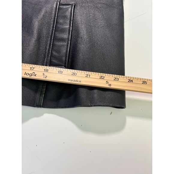 Y2K Genuine Leather Jacket Womens 1X Black 90s Minimalist Whimsy Sleek Classic - Picture 16 of 16